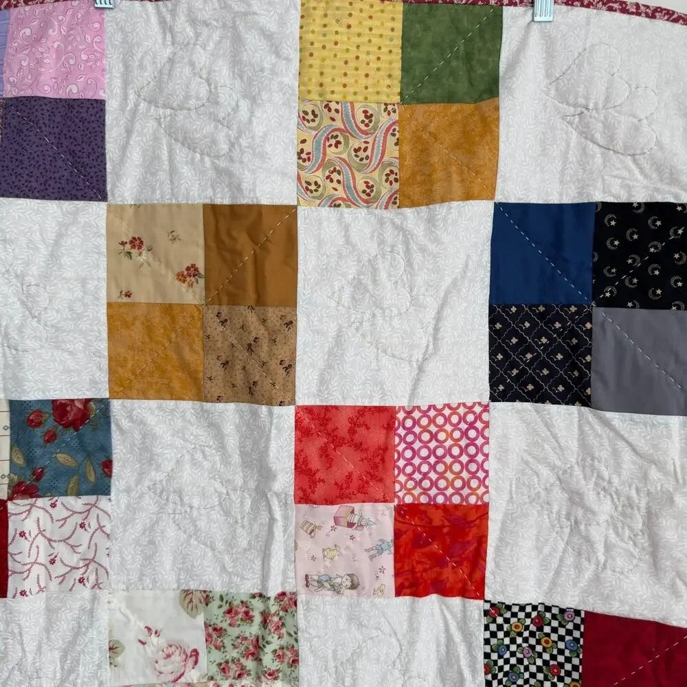 Handmade Vintage Scrappy‎ Patchwork Quilt 56x35